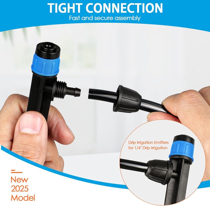 Gardrip 25 Pieces Drip Emitters Fan Shape with Stake for 1/4" Irrigation Tubing: Adjustable 360 Degree Water Flow Irrigation Universal Vortex Sprayer On 5" Stake Drip Pipe Sprinklers Fittings - Image 4